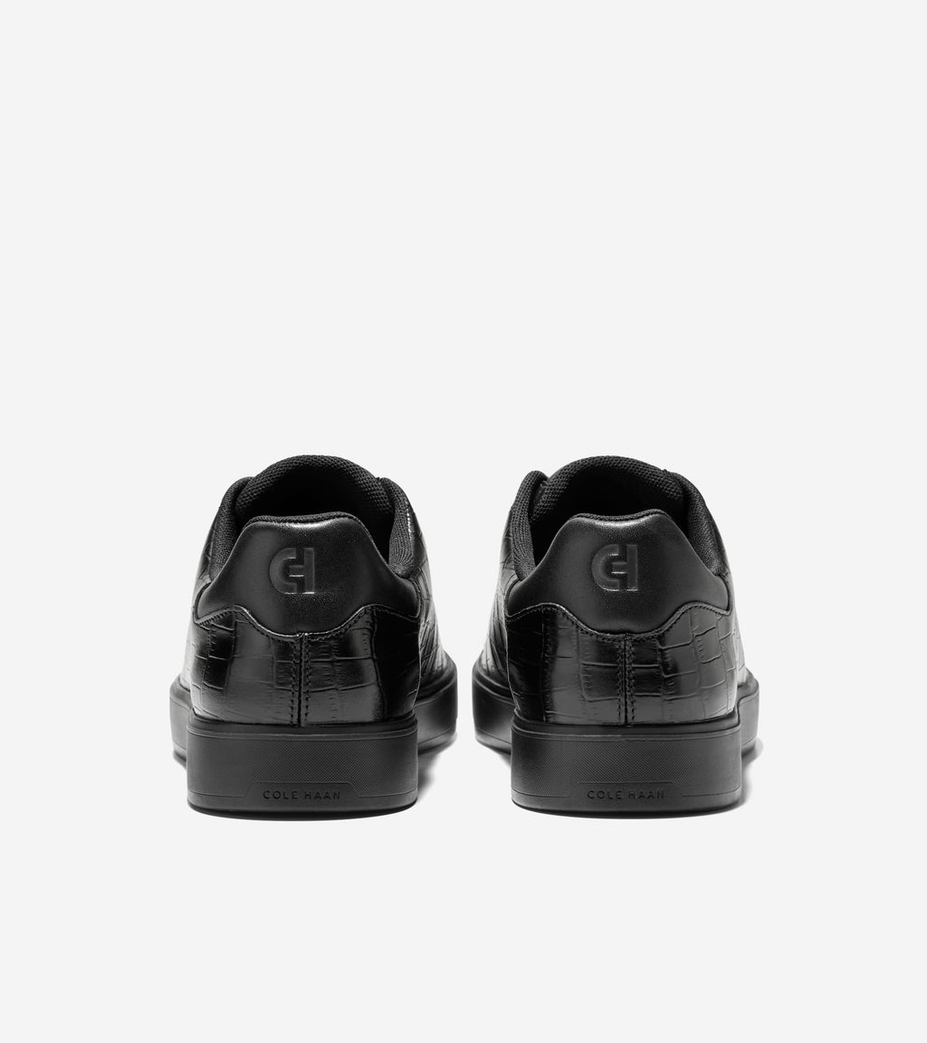 Men's GrandPrø Luxe Slip-On Sneakers-Black Croc Emboss Print-Black