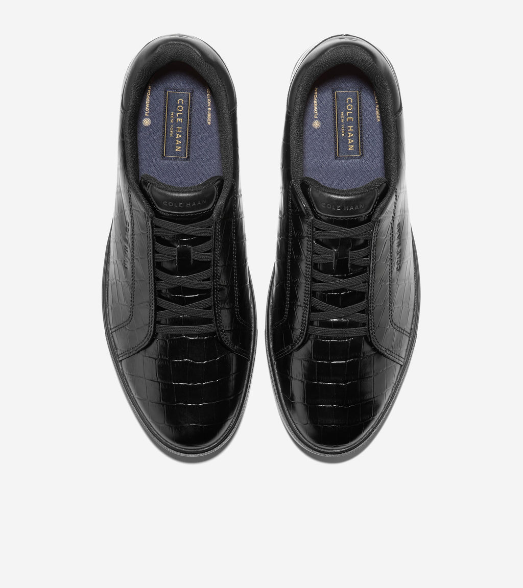 Men's GrandPrø Luxe Slip-On Sneakers-Black Croc Emboss Print-Black