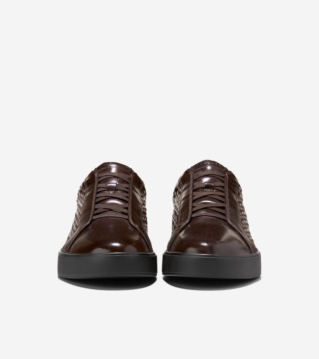 Men's GrandPrø Luxe Woven Slip-On Sneakers-Dark Chocolate-Black