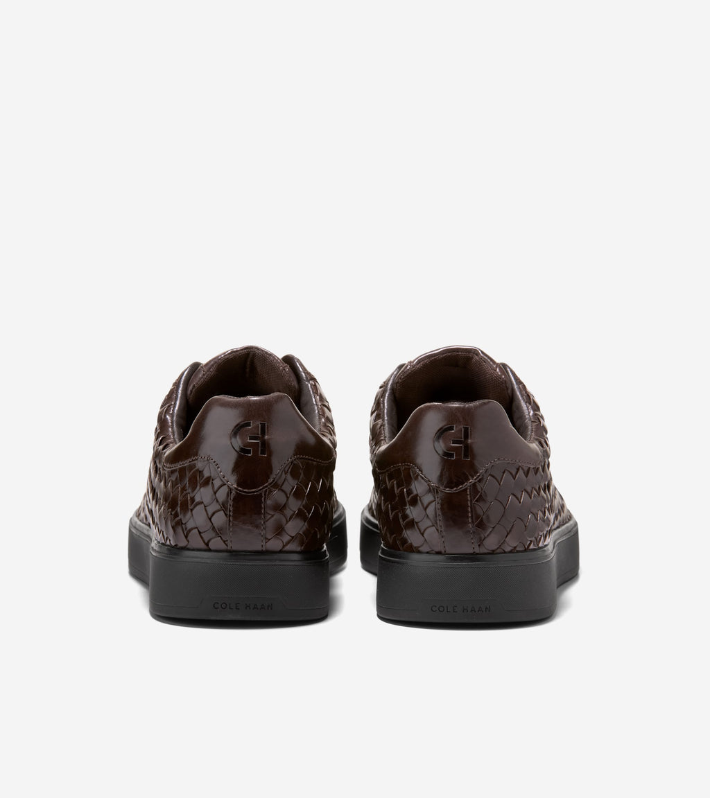 Men's GrandPrø Luxe Woven Slip-On Sneakers-Dark Chocolate-Black