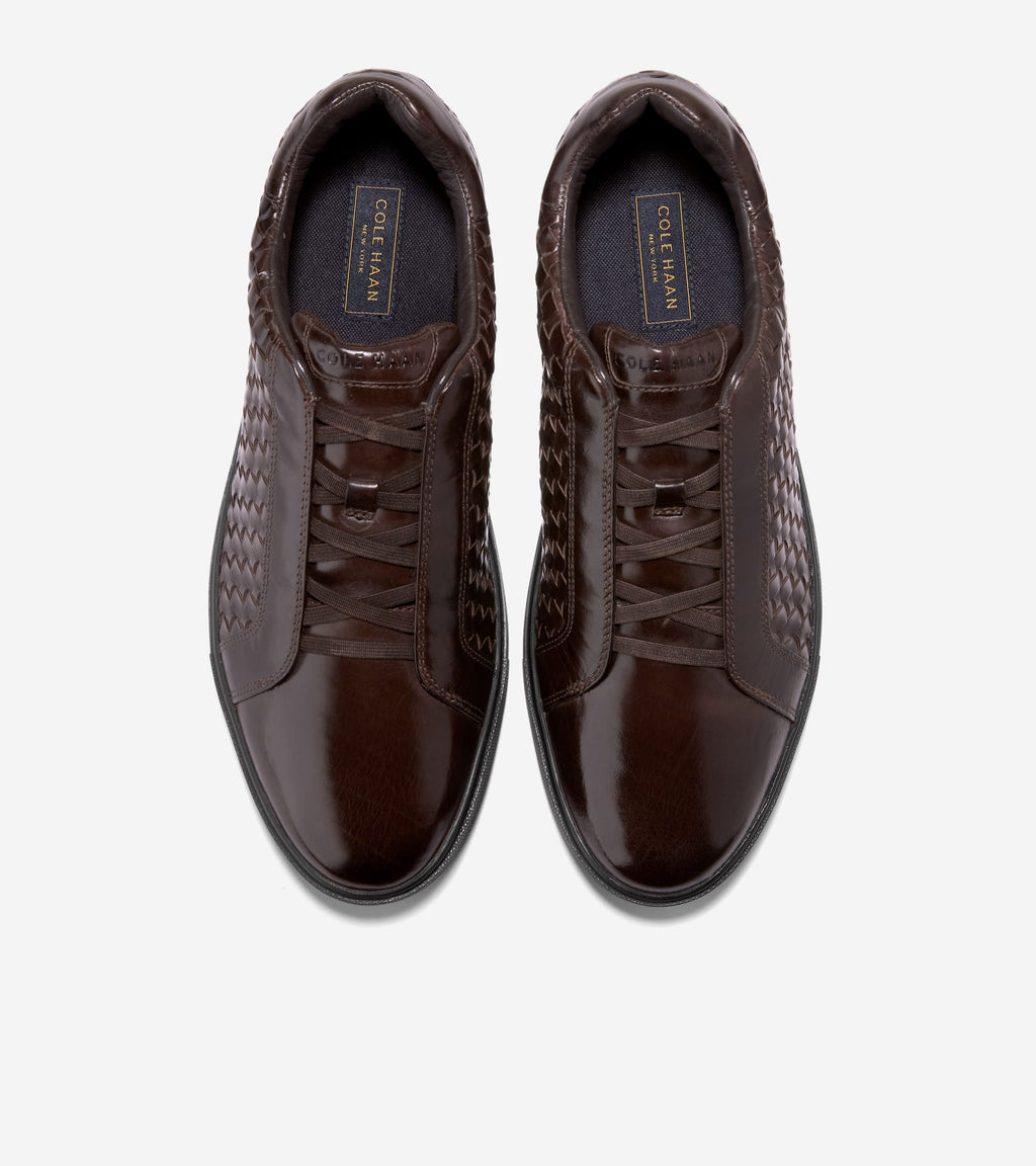 Men's GrandPrø Luxe Woven Slip-On Sneakers-Dark Chocolate-Black