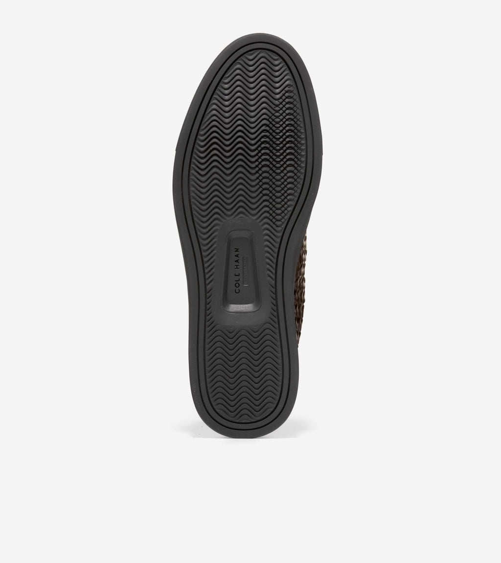 Men's GrandPrø Luxe Woven Slip-On Sneakers-Dark Chocolate-Black