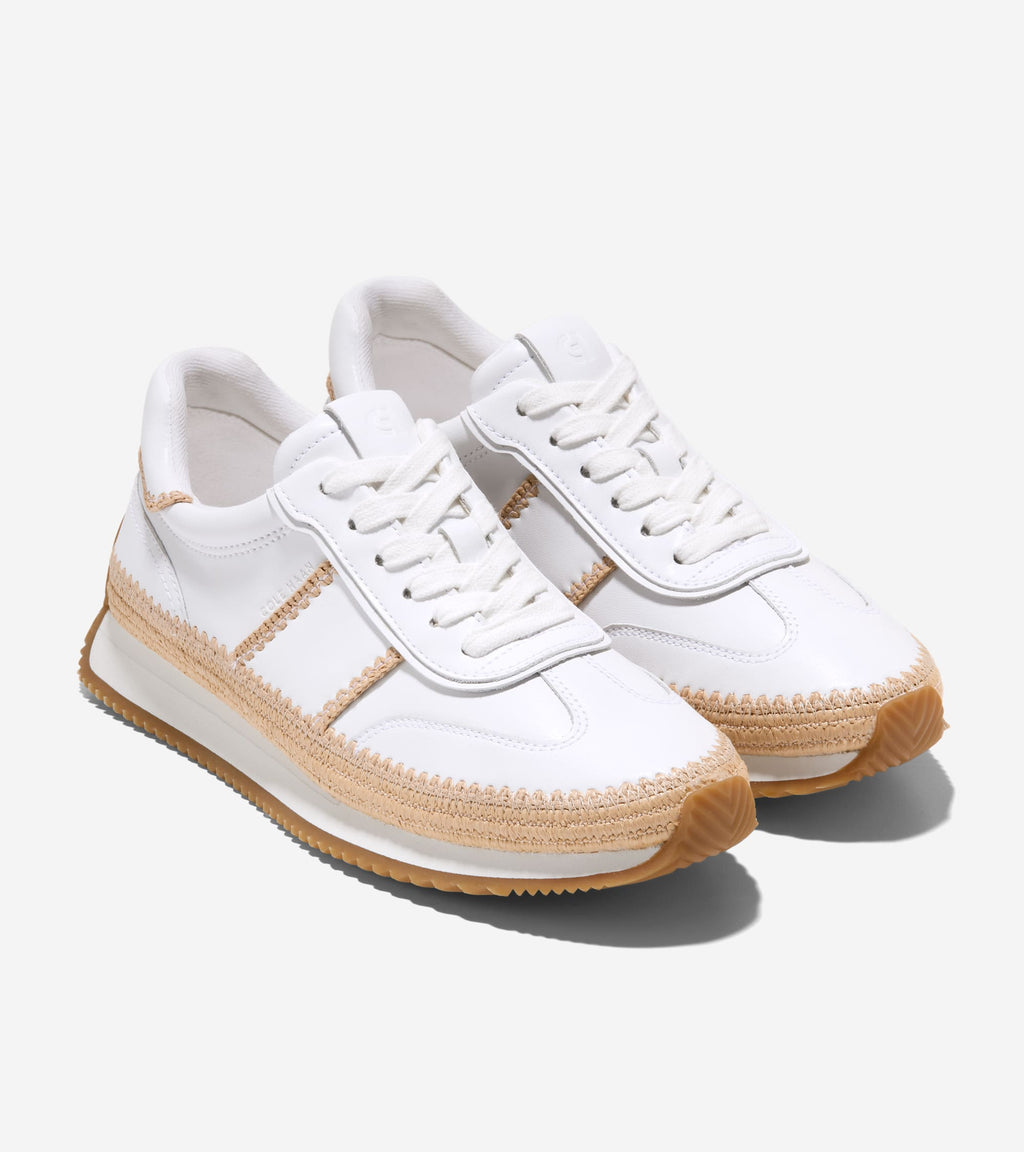 Women's GrandPrø Premier Sneakers-White-Natural Raffia