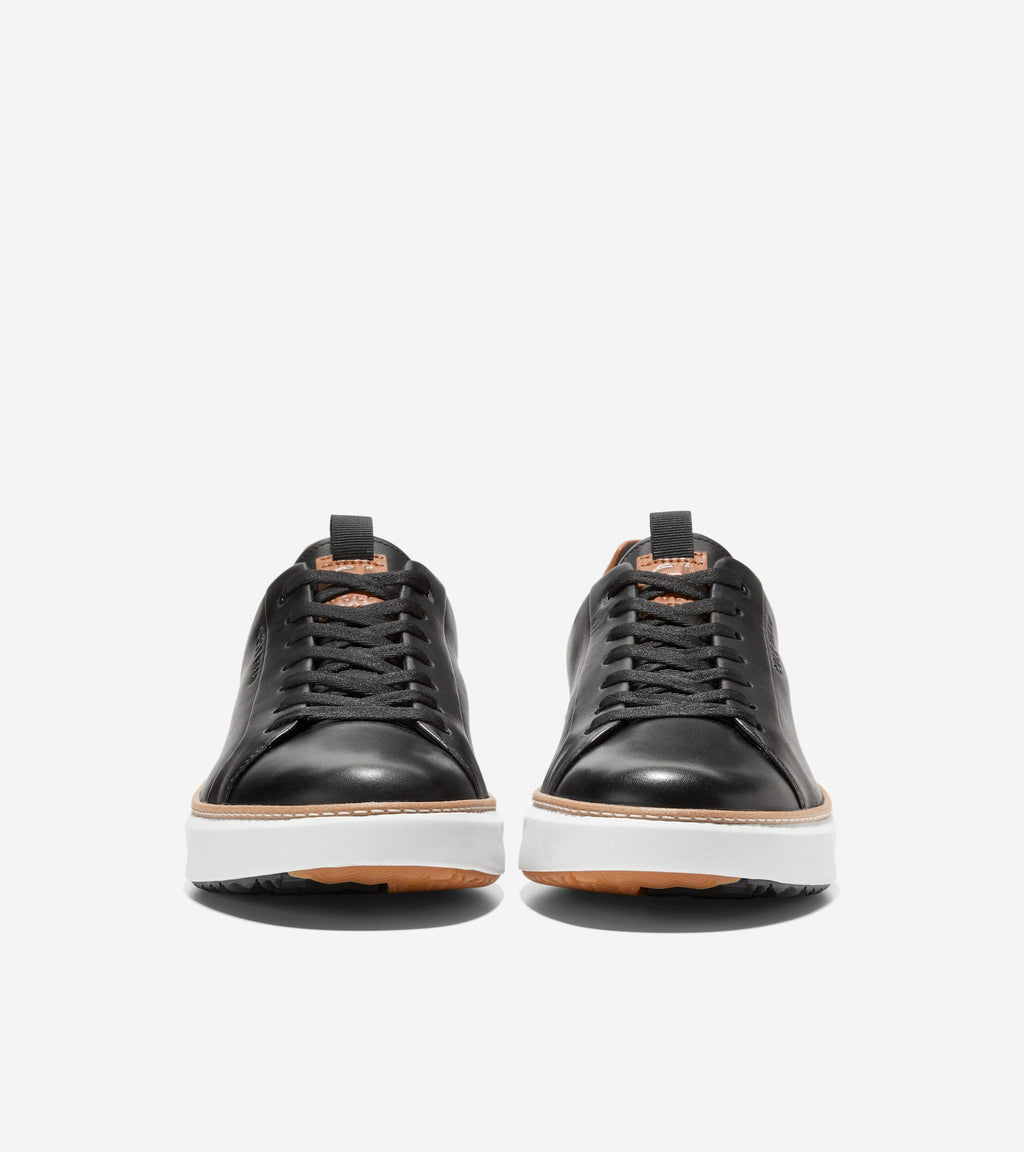 Men's GrandPrø Topspin Waterproof Golf Shoes-Black-Pecan Brown-Optic White