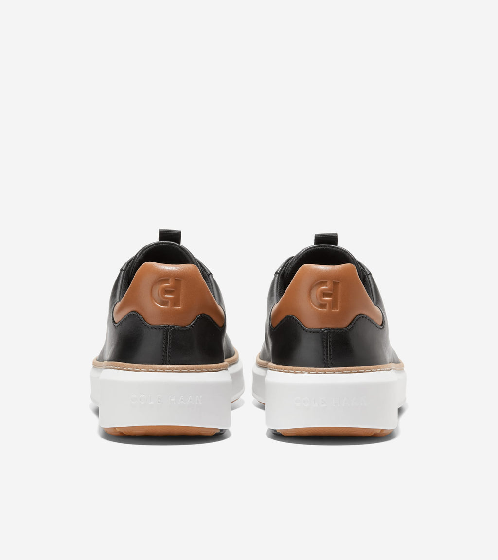 Men's GrandPrø Topspin Waterproof Golf Shoes-Black-Pecan Brown-Optic White