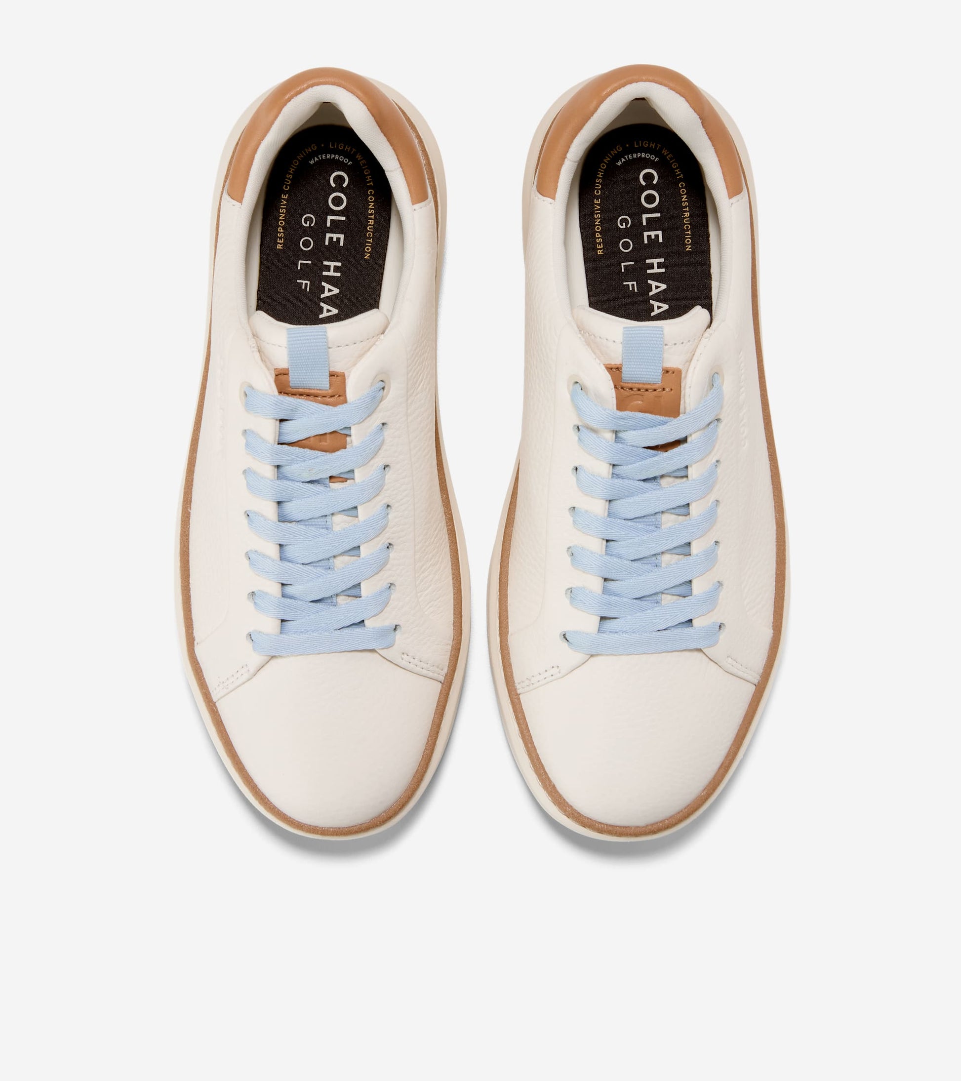 Women's GrandPrø Topspin Waterproof Golf Shoes-Ivory-Biscuit-Skyway