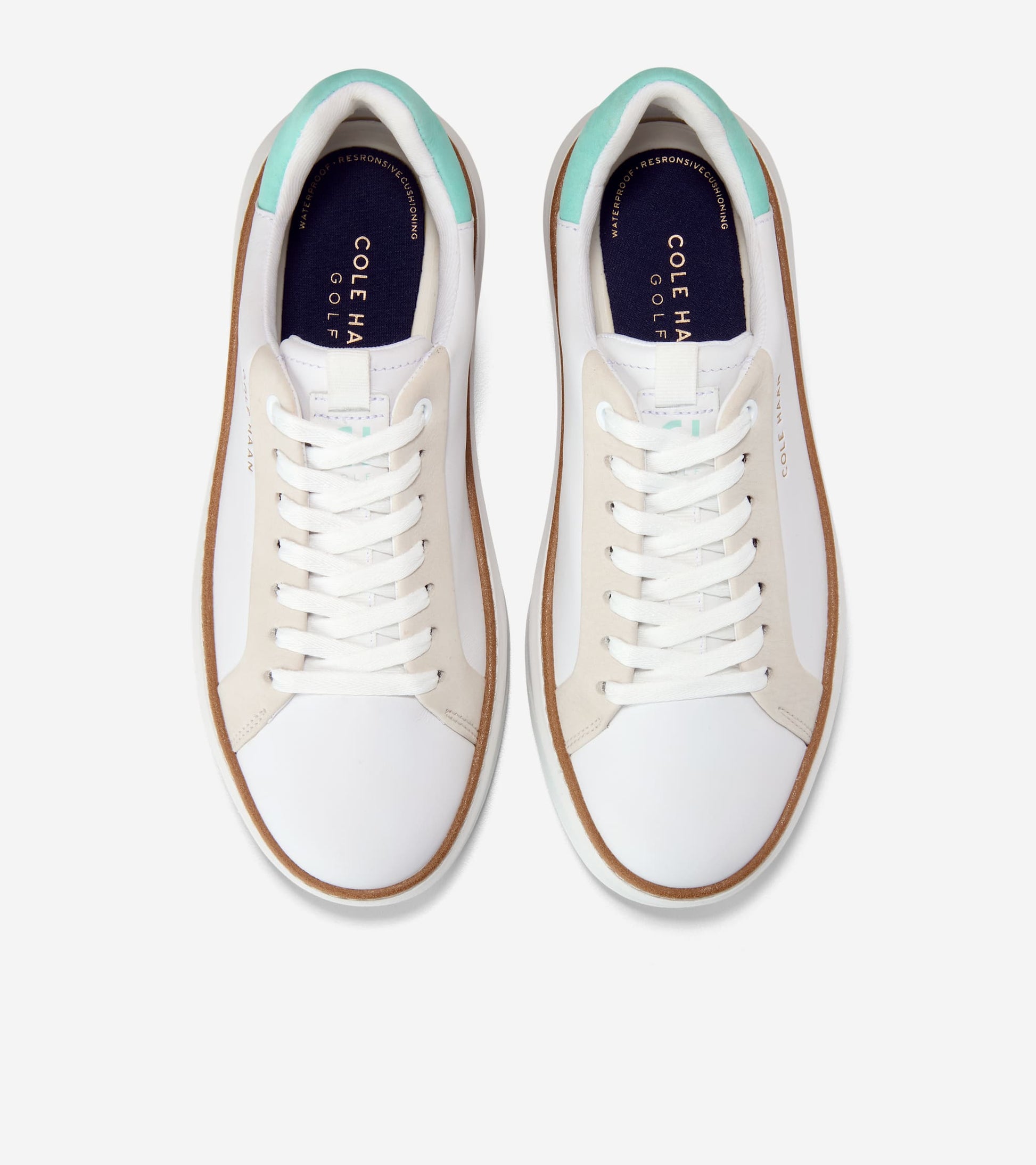 Women's GrandPrø Topspin Golf Shoes-White-Cascade-Silver Birch