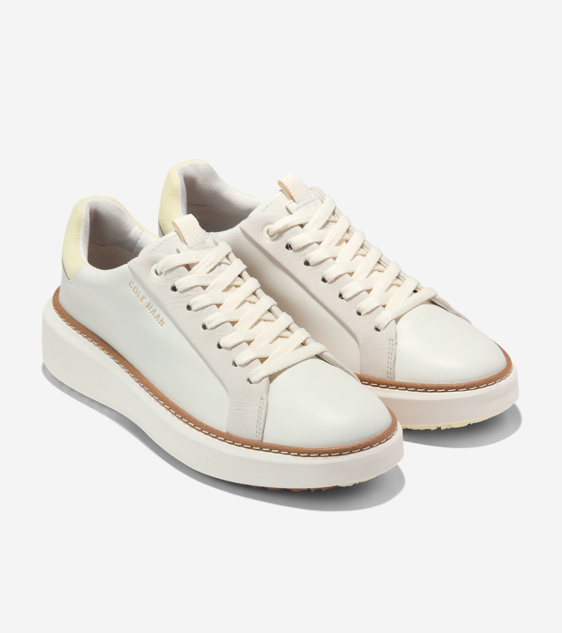 Women's GrandPrø Topspin Golf Shoes-Powder-Wax Yellow-Silver Birch