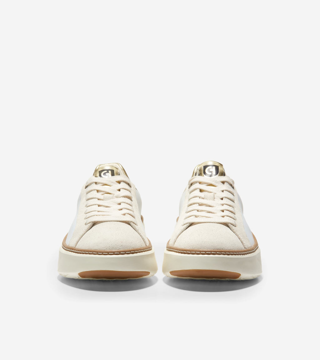 Women's GrandPrø Topspin Sneakers-Optic White-Gold-Leopard Print