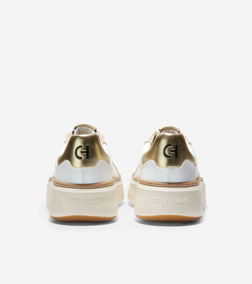 Women's GrandPrø Topspin Sneakers-Optic White-Gold-Leopard Print