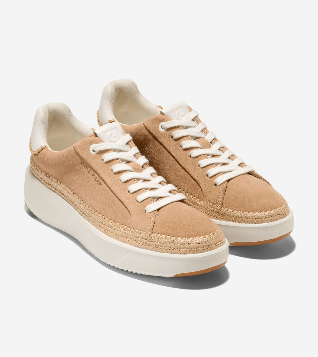 Women's GrandPrø Topspin Sneakers-Ivory-Natural Raffia