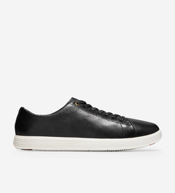 Women's Grand Crosscourt Sneakers-Black Leather-White