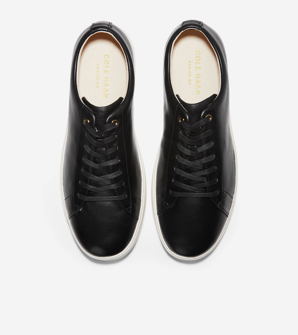 Women's Grand Crosscourt Sneakers-Black Leather-White