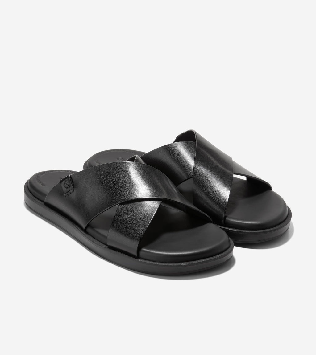 Men's Grand Neoclassic Cross Strap Sandals-Black