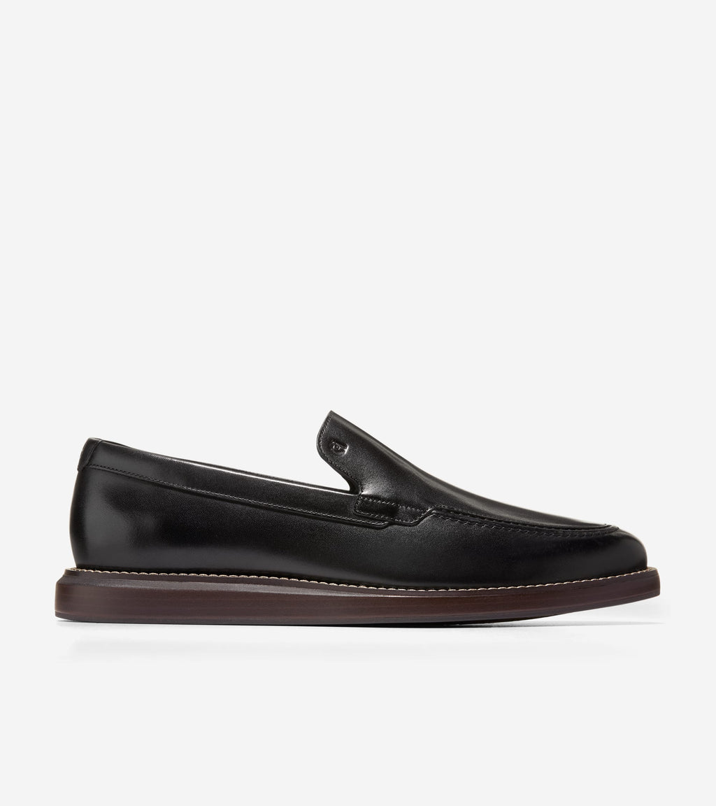 Men's Grand Neoclassic Venetian Loafers-Black-Dark Natural