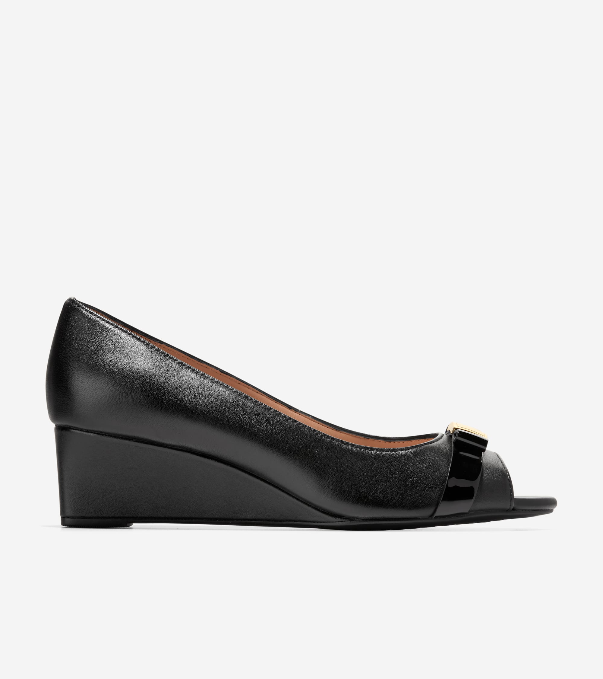 Women's Go-To Malta Peep Toe Bow Wedges in Black | Cole Haan