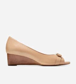 Women's Go-To Malta Peep Toe Bow Wedges-Tuscan Sand