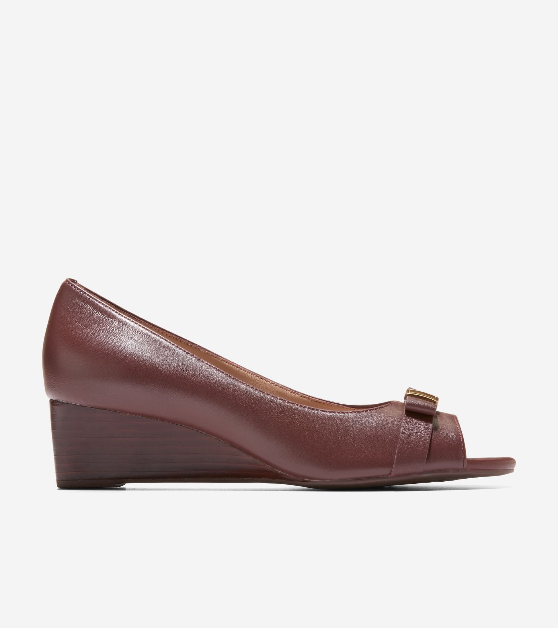 Women's Go-To Malta Peep Toe Bow Wedges-Mahogany
