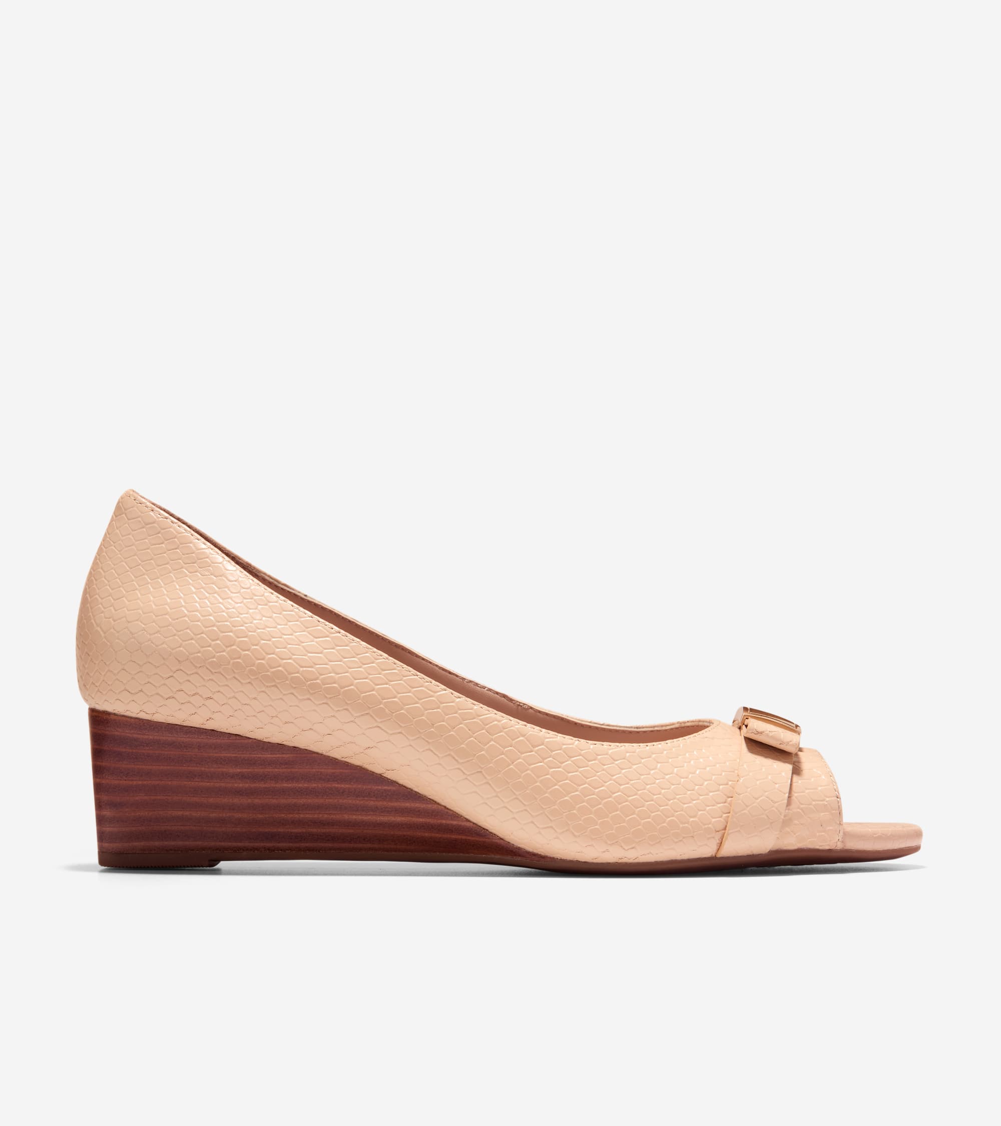 新品　Cole Haan ベージュ ポインテッドトゥ フラットシューズ Women's Go-To Malta Peep Toe Bow Wedges in Beige | Cole Haan