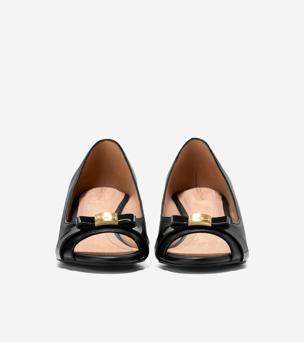 Women's Go-To Malta Peep Toe Bow Wedges-Black