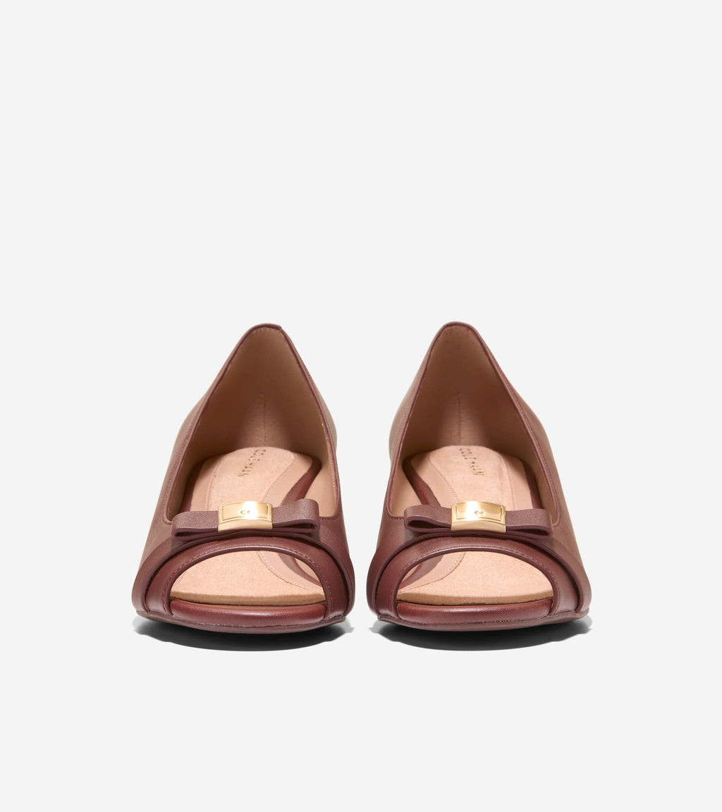 Women's Go-To Malta Peep Toe Bow Wedges-Mahogany