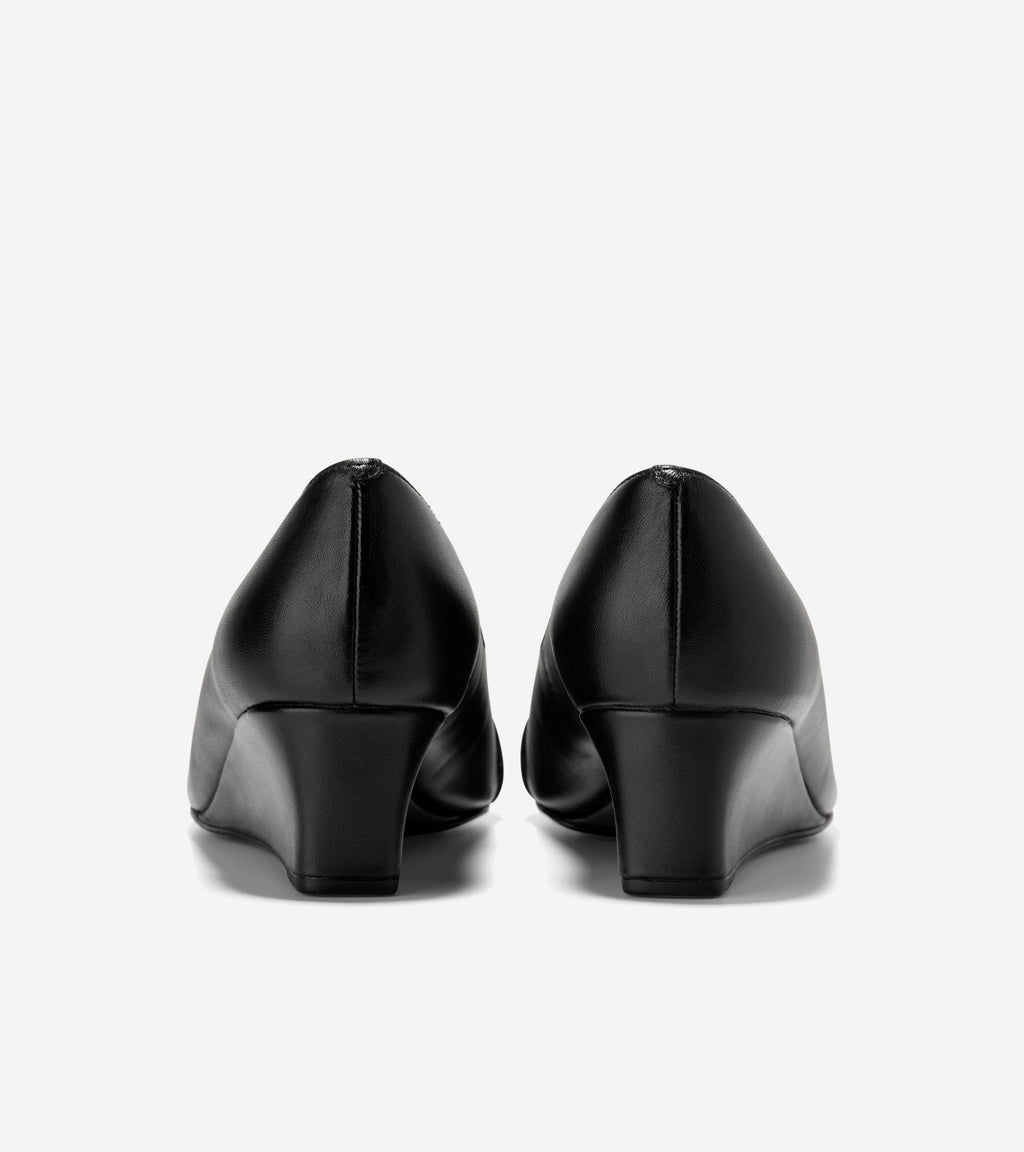 Women's Go-To Malta Peep Toe Bow Wedges-Black