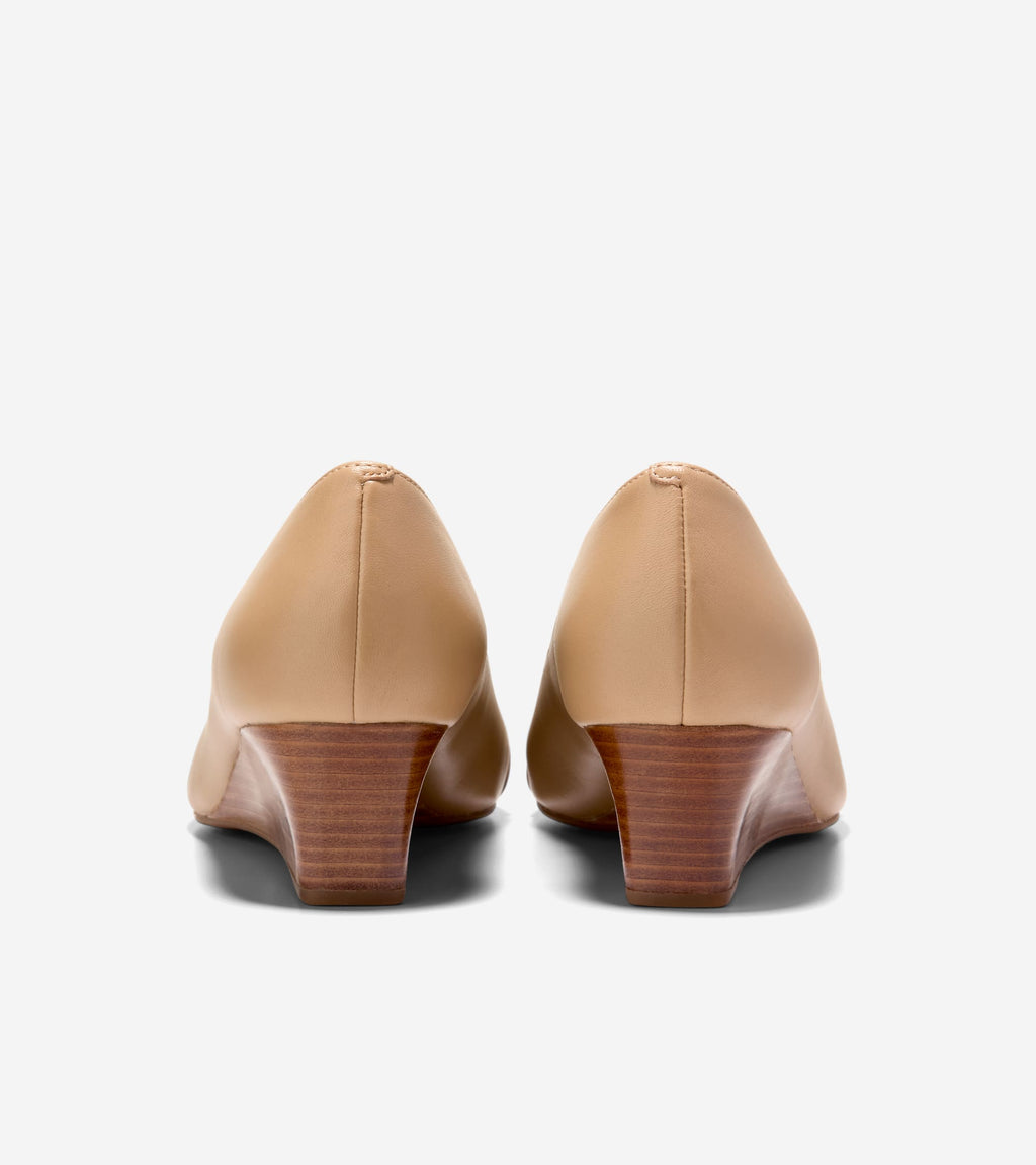 Women's Go-To Malta Peep Toe Bow Wedges-Tuscan Sand