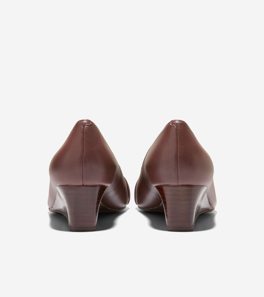 Women's Go-To Malta Peep Toe Bow Wedges-Mahogany