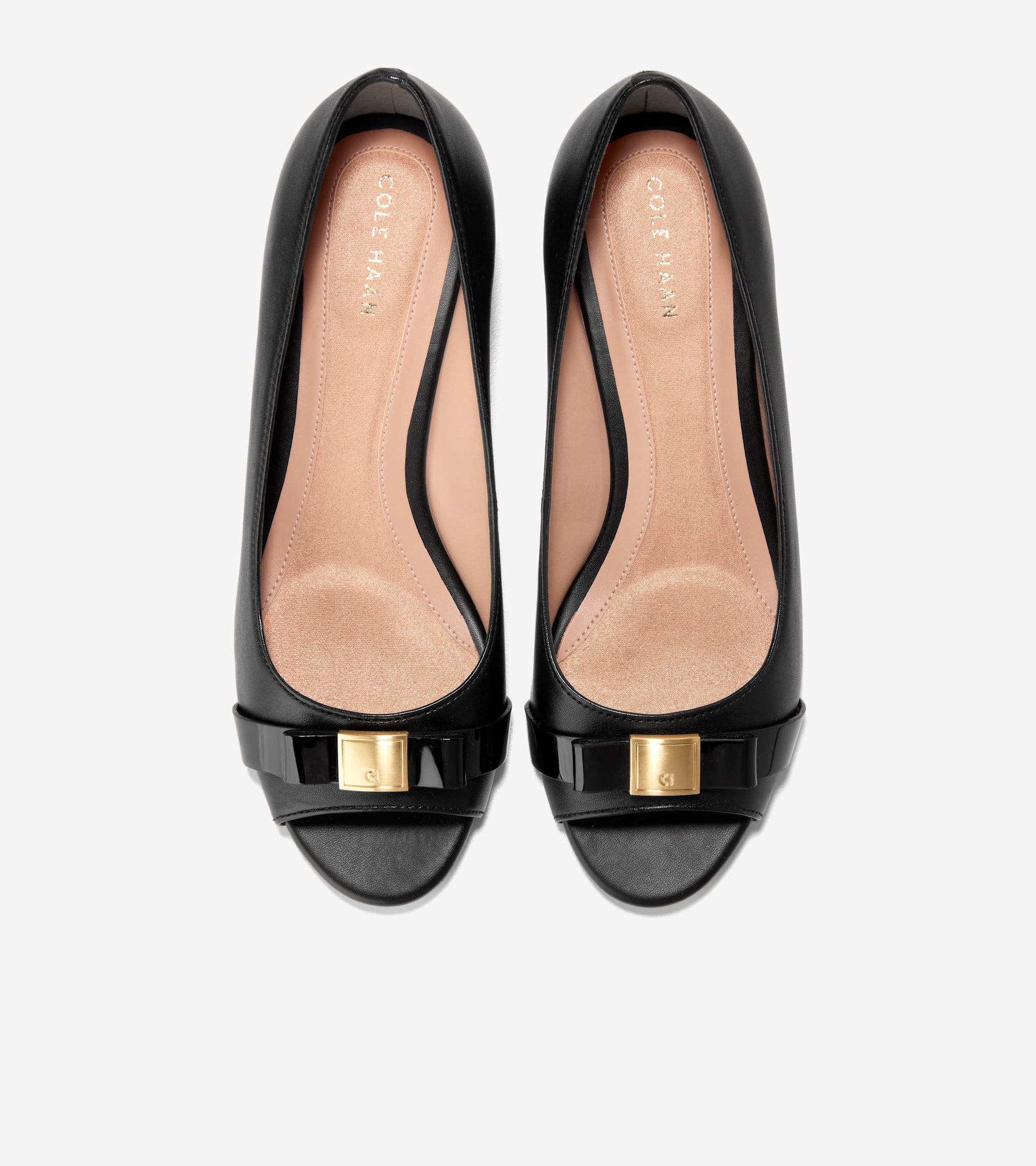 Women's Go-To Malta Peep Toe Bow Wedges-Black