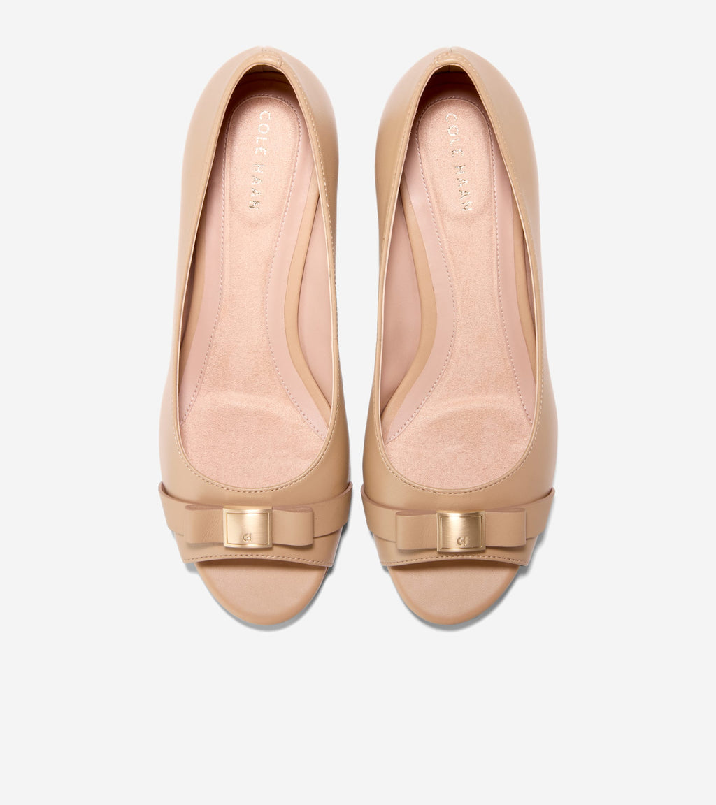 Women's Go-To Malta Peep Toe Bow Wedges-Tuscan Sand