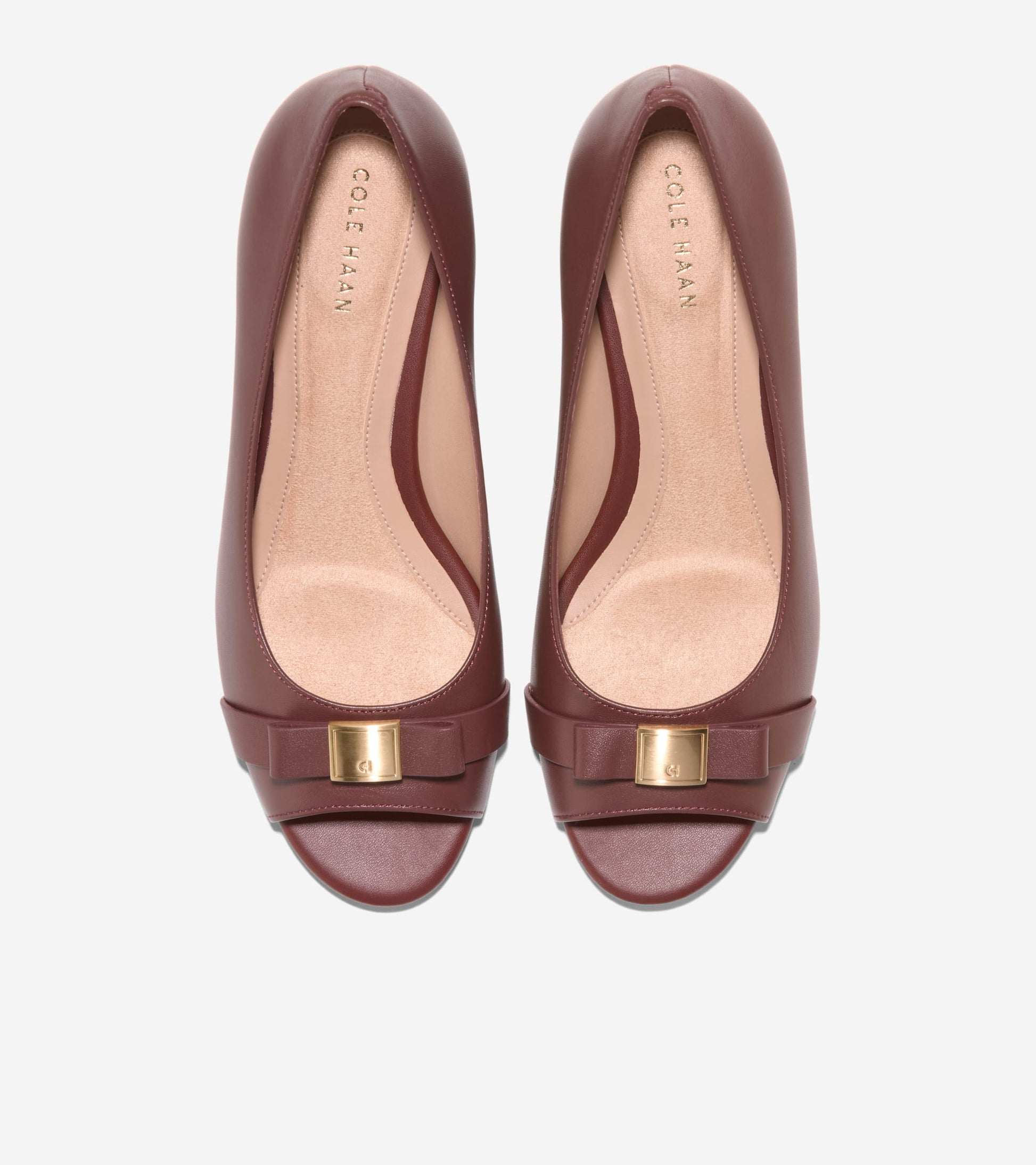 Women's Go-To Malta Peep Toe Bow Wedges-Mahogany