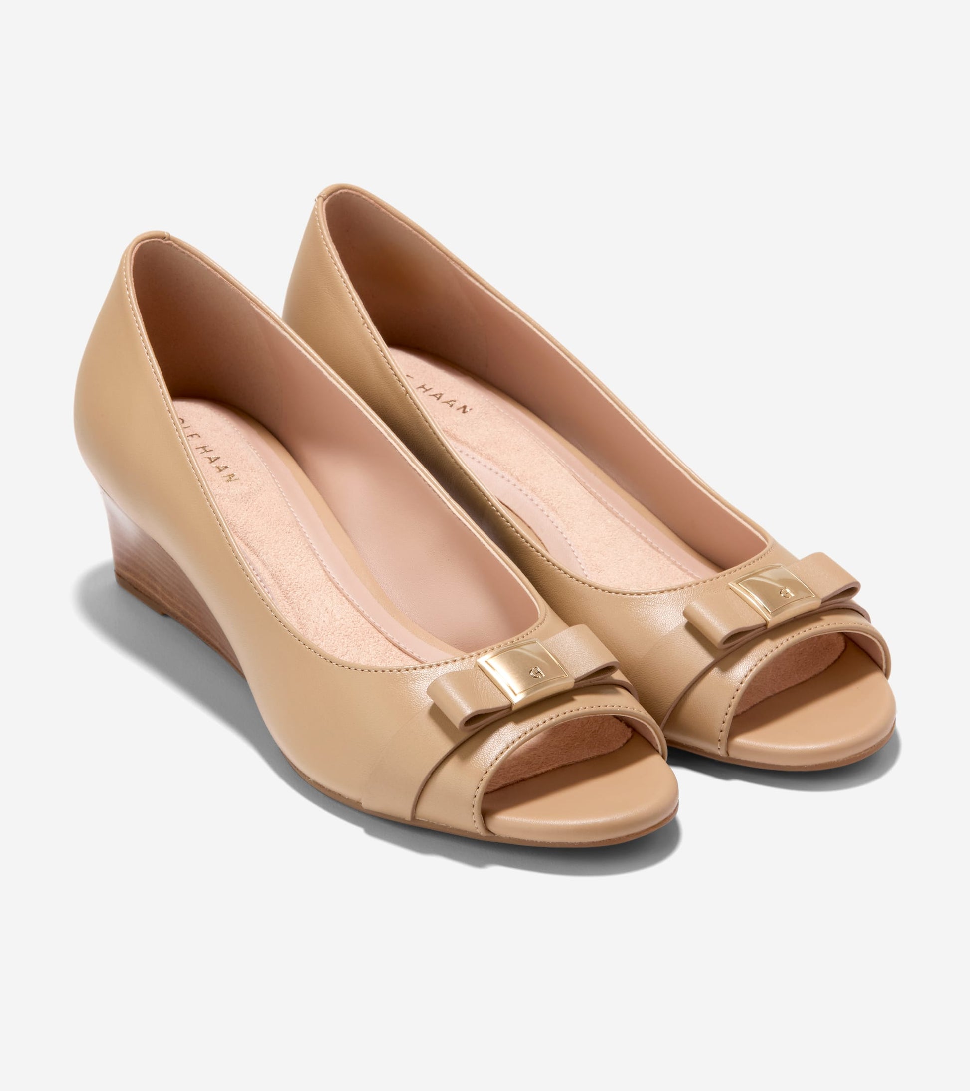 Women's Go-To Malta Peep Toe Bow Wedges-Tuscan Sand