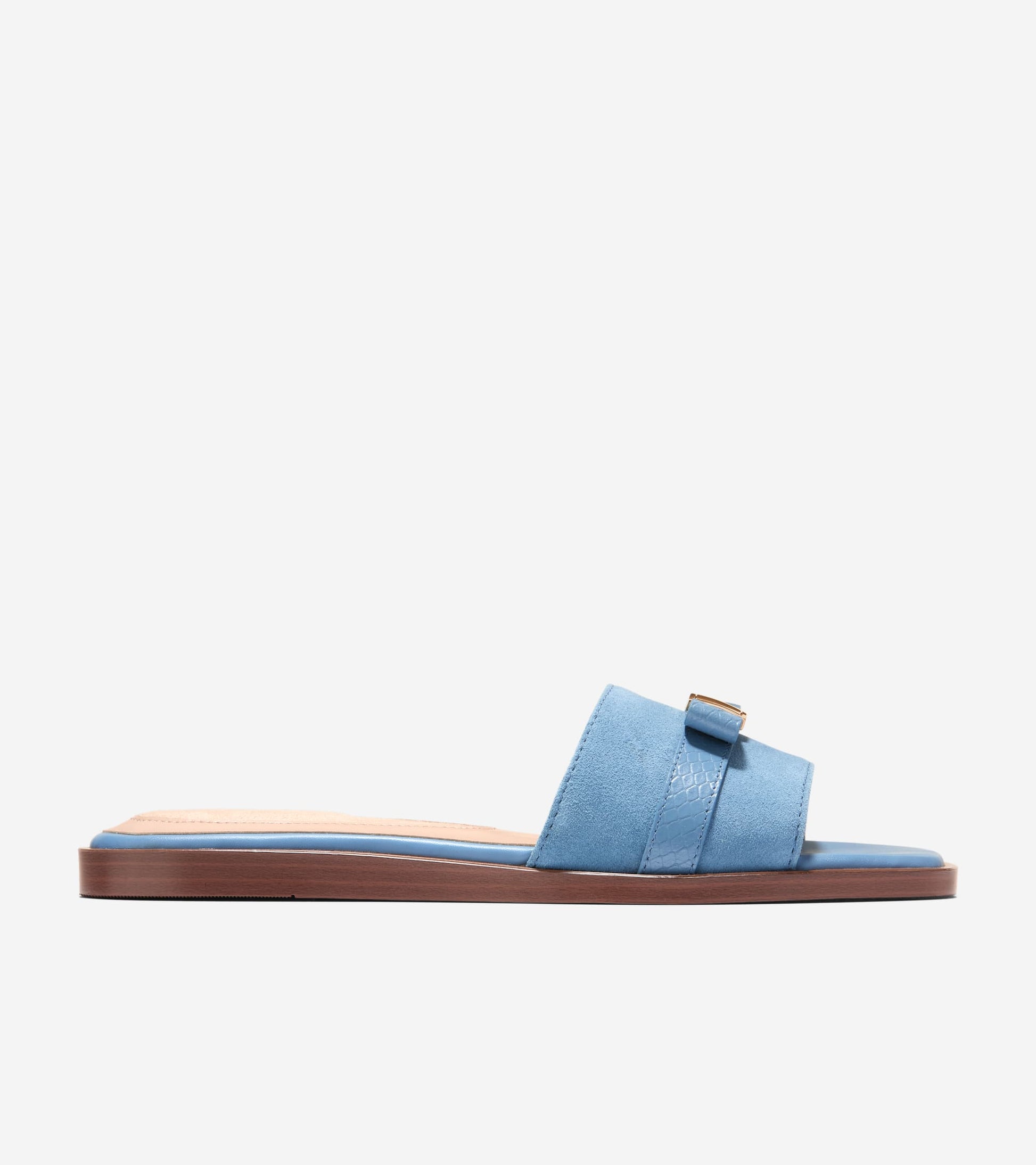 Women's Go-To Emalia Bow Slide Sandals-Provincial Blue-Snake Print