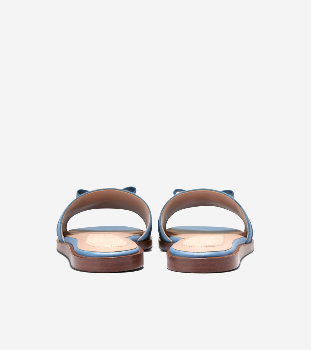 Women's Go-To Emalia Bow Slide Sandals-Provincial Blue-Snake Print