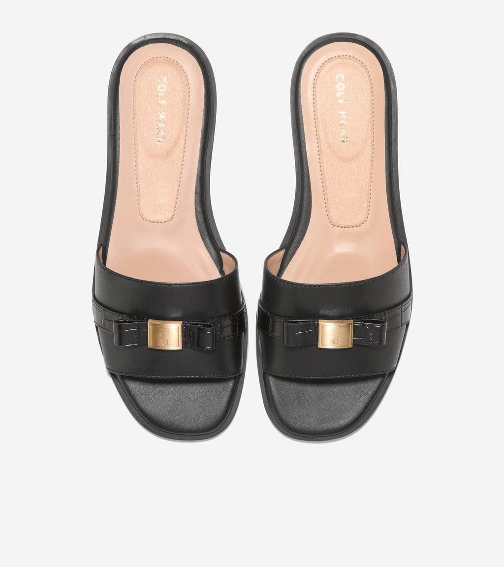 Women's Go-To Emalia Slide Bow Sandals-Black-Black Croc Print