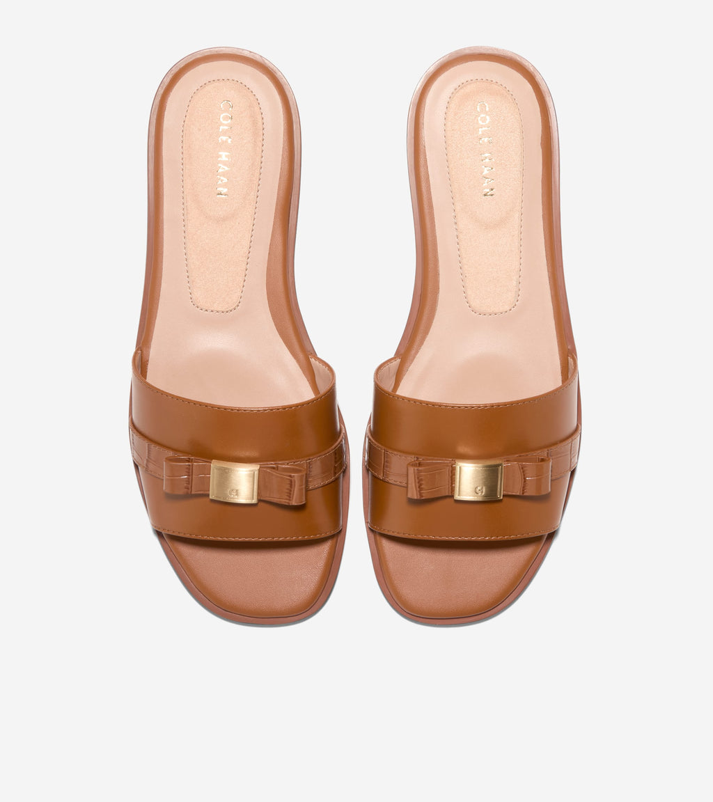 Women's Go-To Emalia Slide Bow Sandals-British Tan-Croc Print