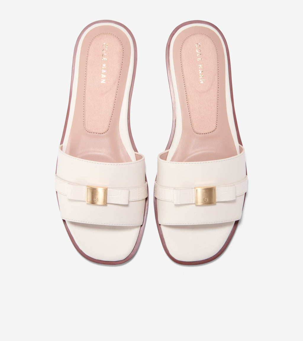 Women's Go-To Emalia Slide Bow Sandals-Powder Smooth-Croc Print