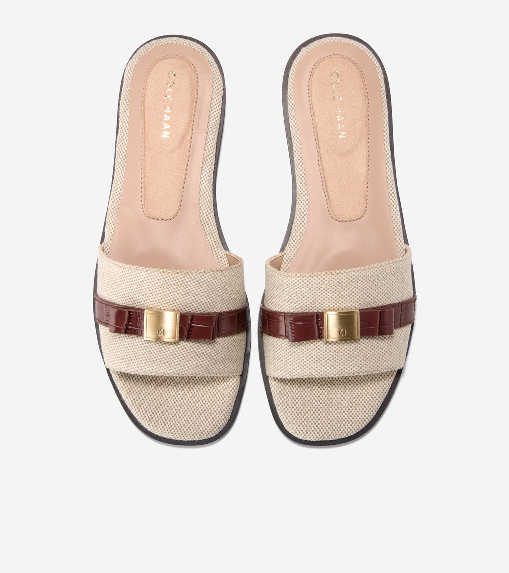 Women's Go-To Emalia Slide Bow Sandals-Natural-Mahogany Croc Print
