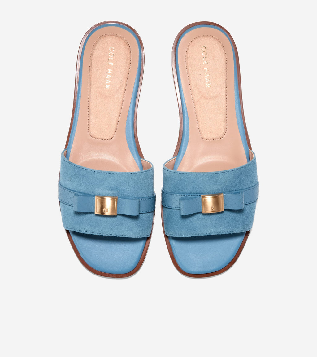 Women's Go-To Emalia Bow Slide Sandals-Provincial Blue-Snake Print