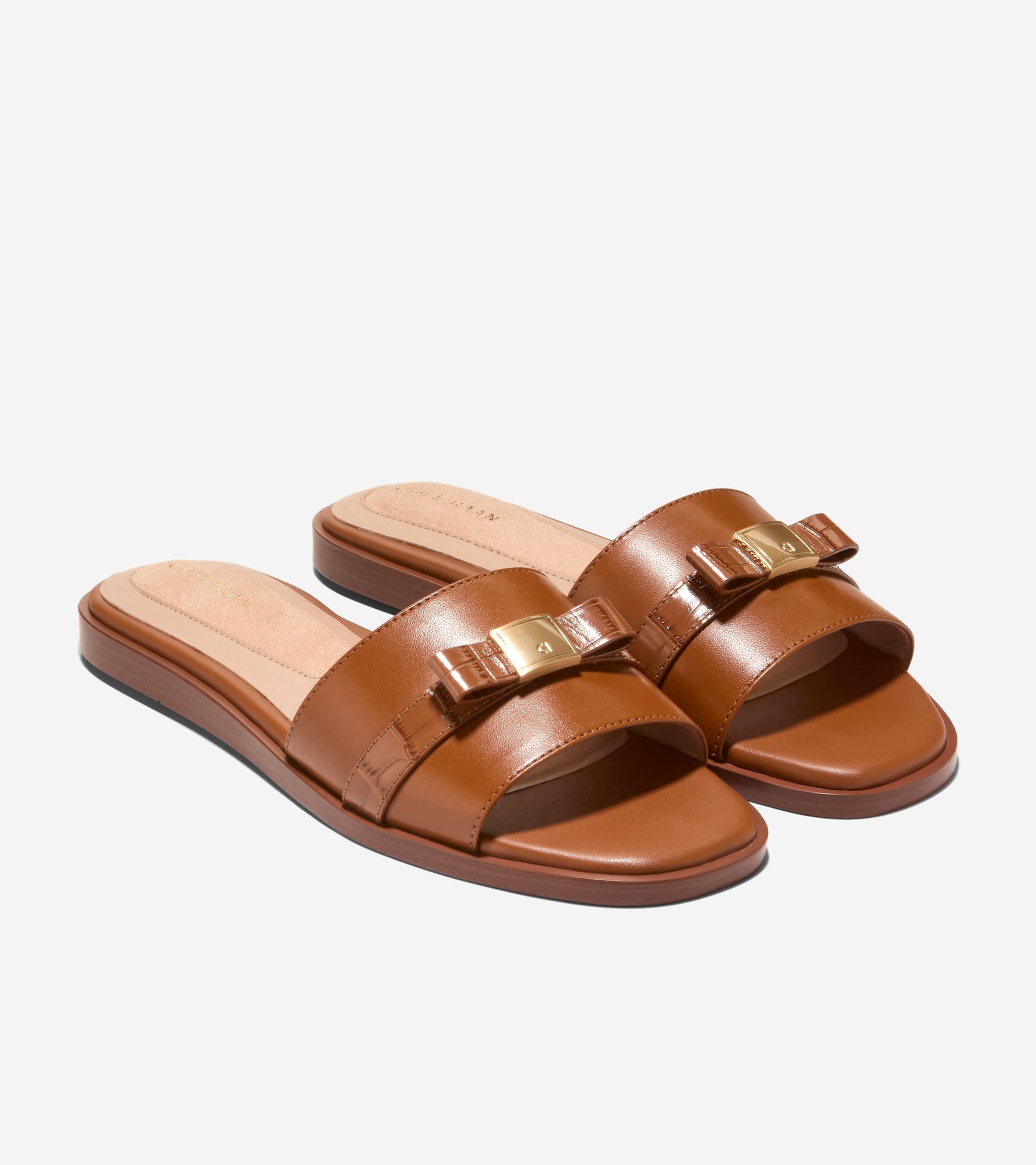 Women's Go-To Emalia Slide Bow Sandals-British Tan-Croc Print