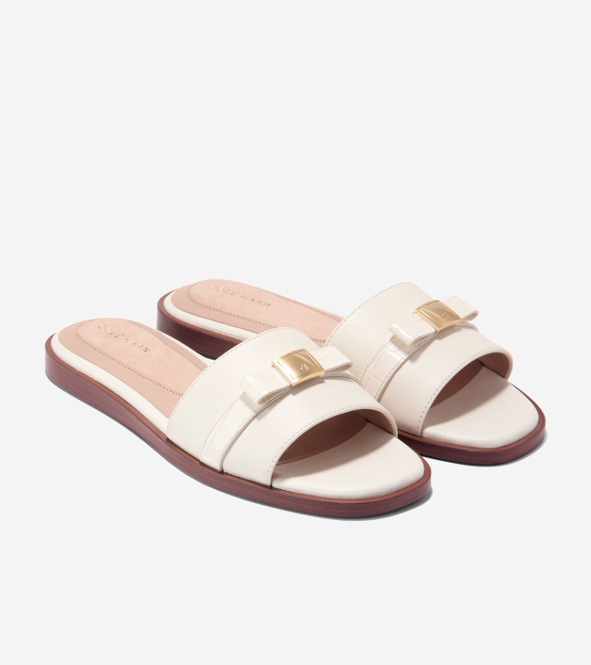 Women's Go-To Emalia Slide Bow Sandals-Powder Smooth-Croc Print
