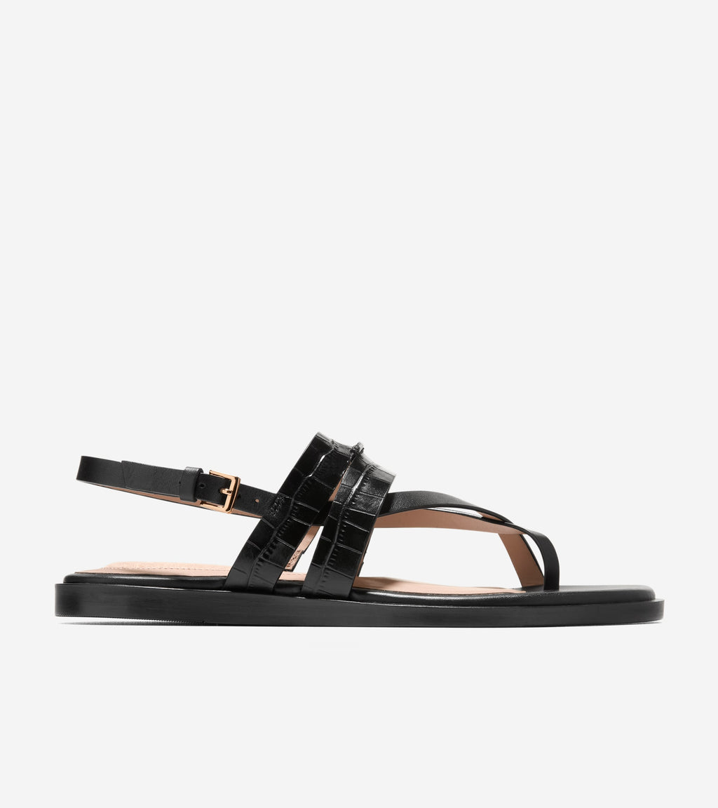 Women's Go-To Estella Flat Thong Sandals-Black Croc Print
