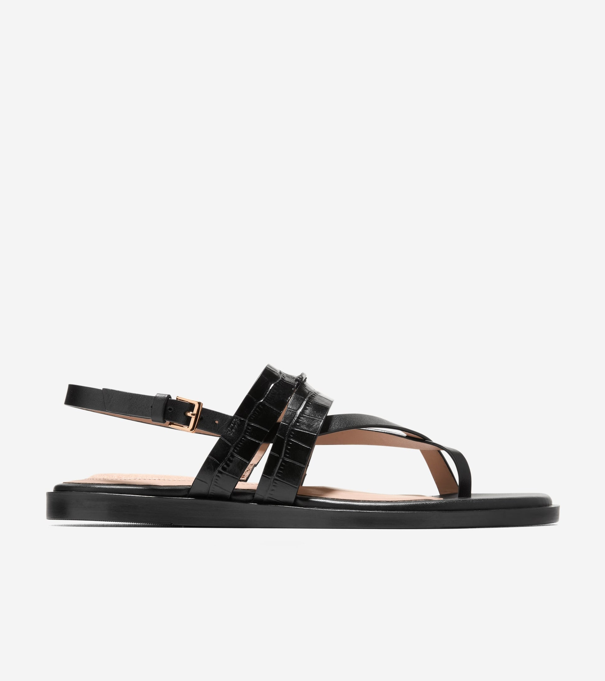 Women's Go-To Estella Flat Thong Sandals-Black Croc Print