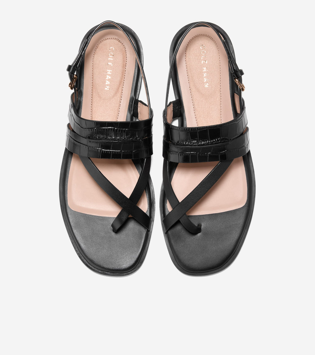 Women's Go-To Estella Flat Thong Sandals-Black Croc Print
