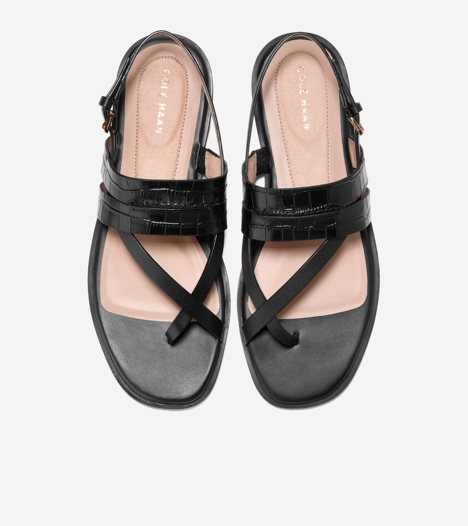 Women's Go-To Estella Flat Thong Sandals-Black Croc Print