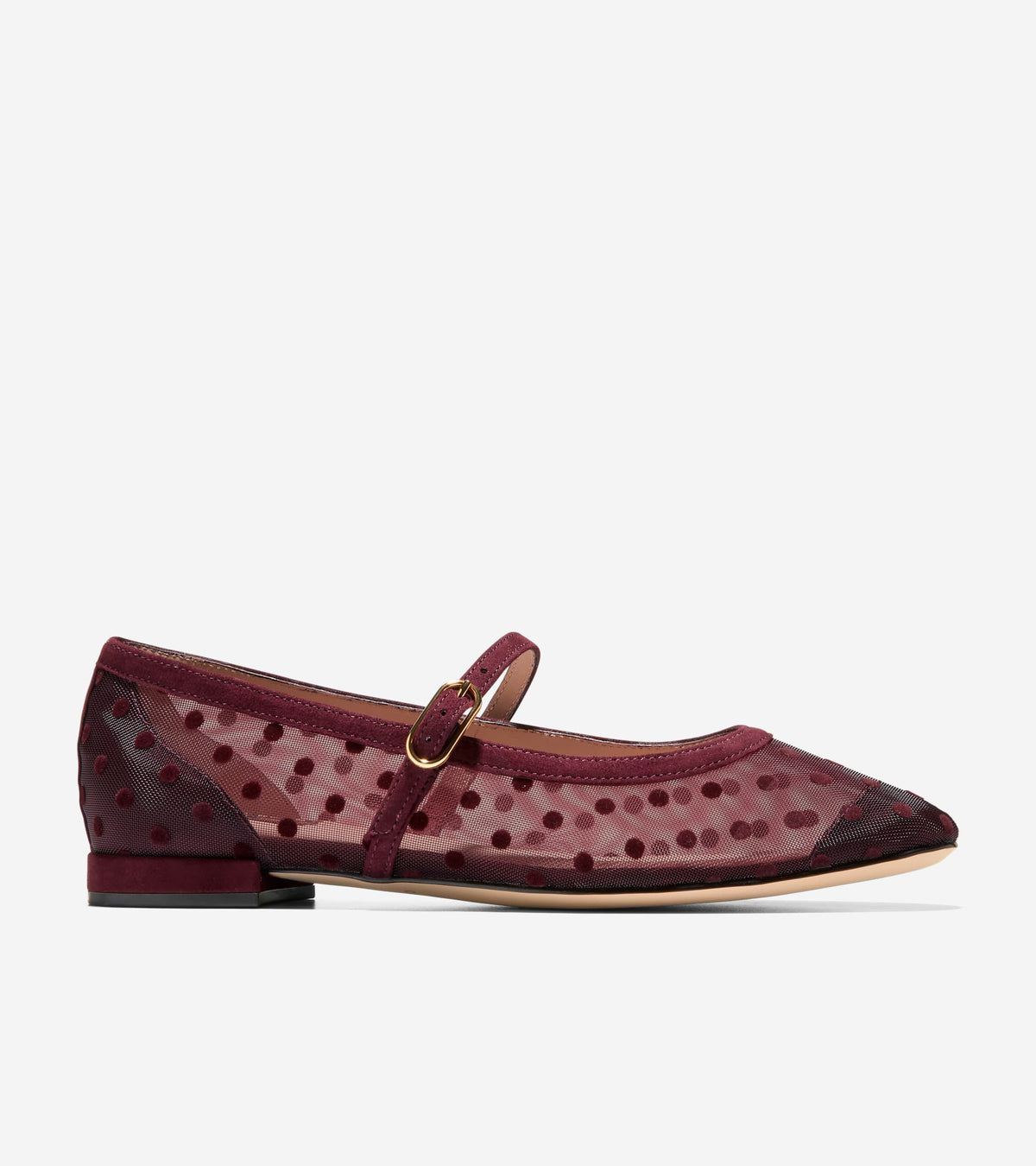 Women's Harlan Mary Jane Ballet Flats-Burgundy Polka Dot-Bloodstone