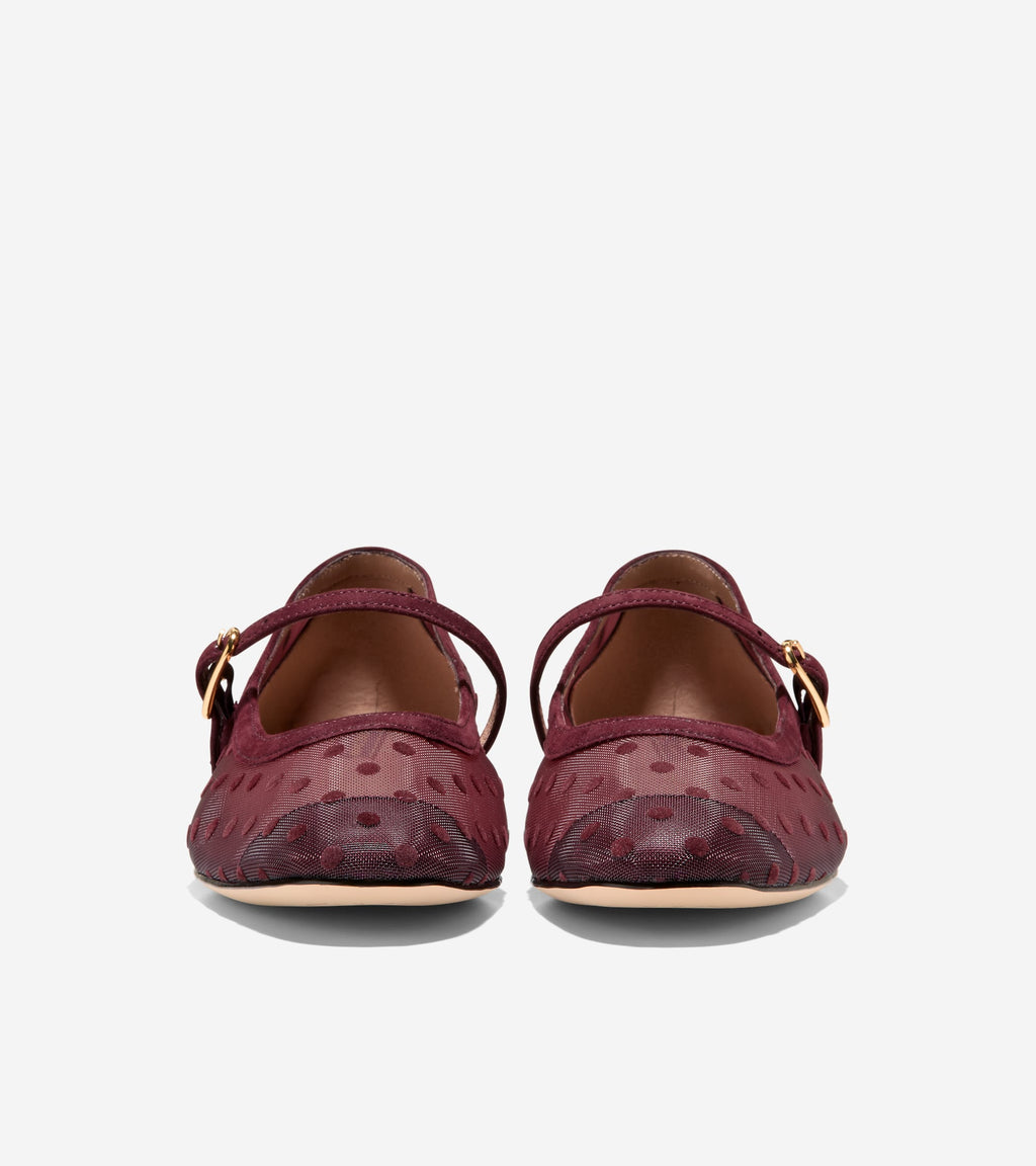 Women's Harlan Mary Jane Ballet Flats-Burgundy Polka Dot-Bloodstone