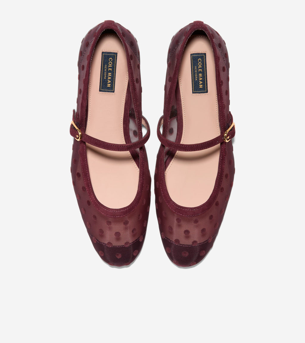 Women's Harlan Mary Jane Ballet Flats-Burgundy Polka Dot-Bloodstone