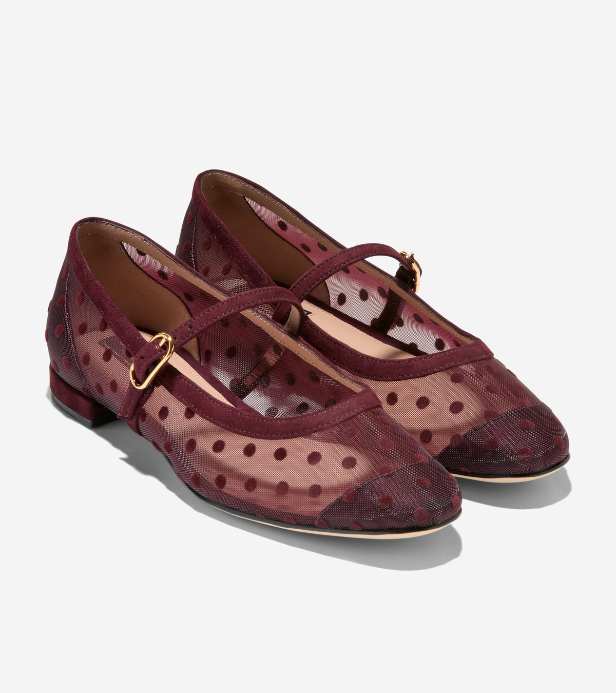 Women's Harlan Mary Jane Ballet Flats-Burgundy Polka Dot-Bloodstone