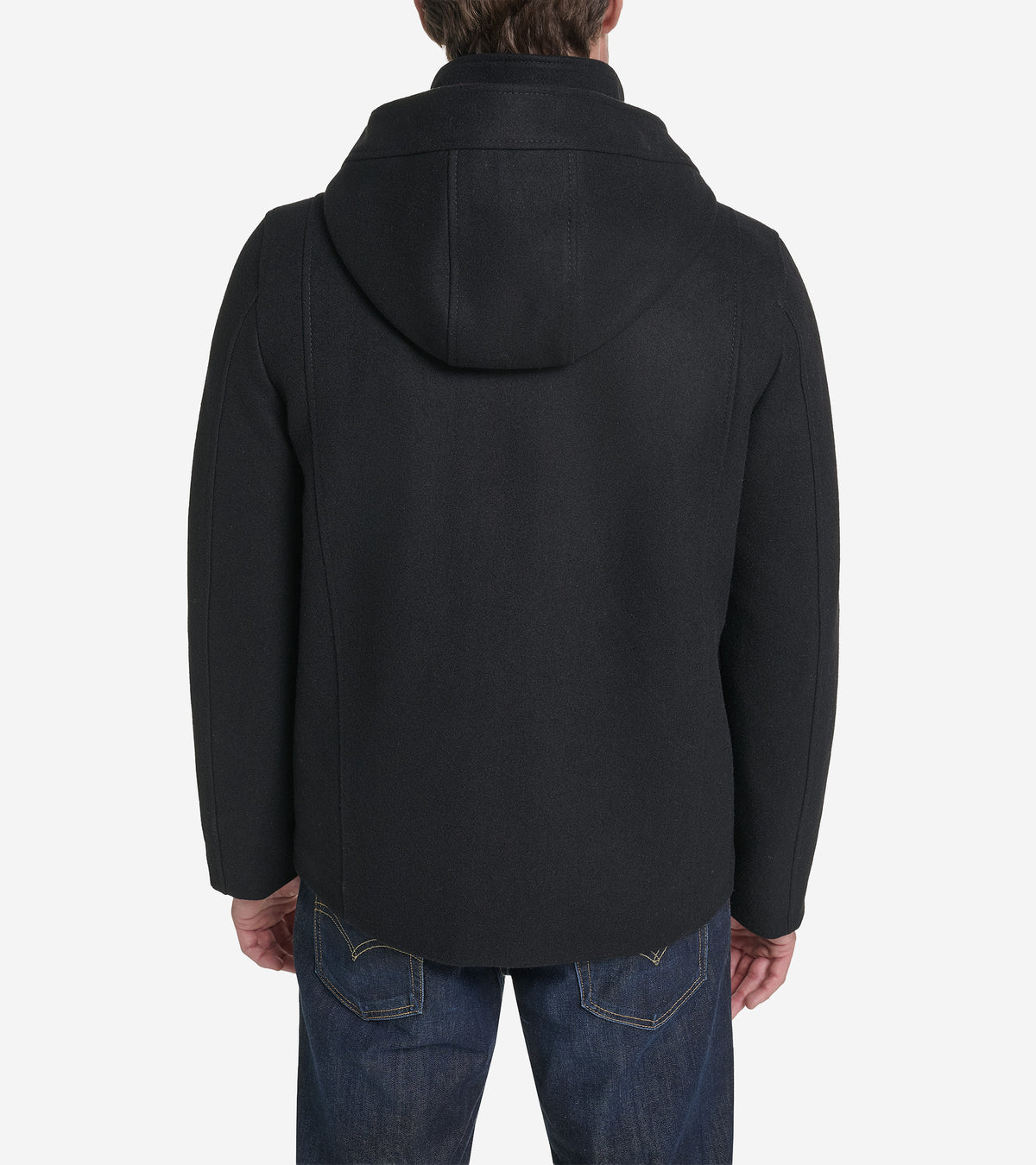 Men's Hooded Wool Field Coat-Black
